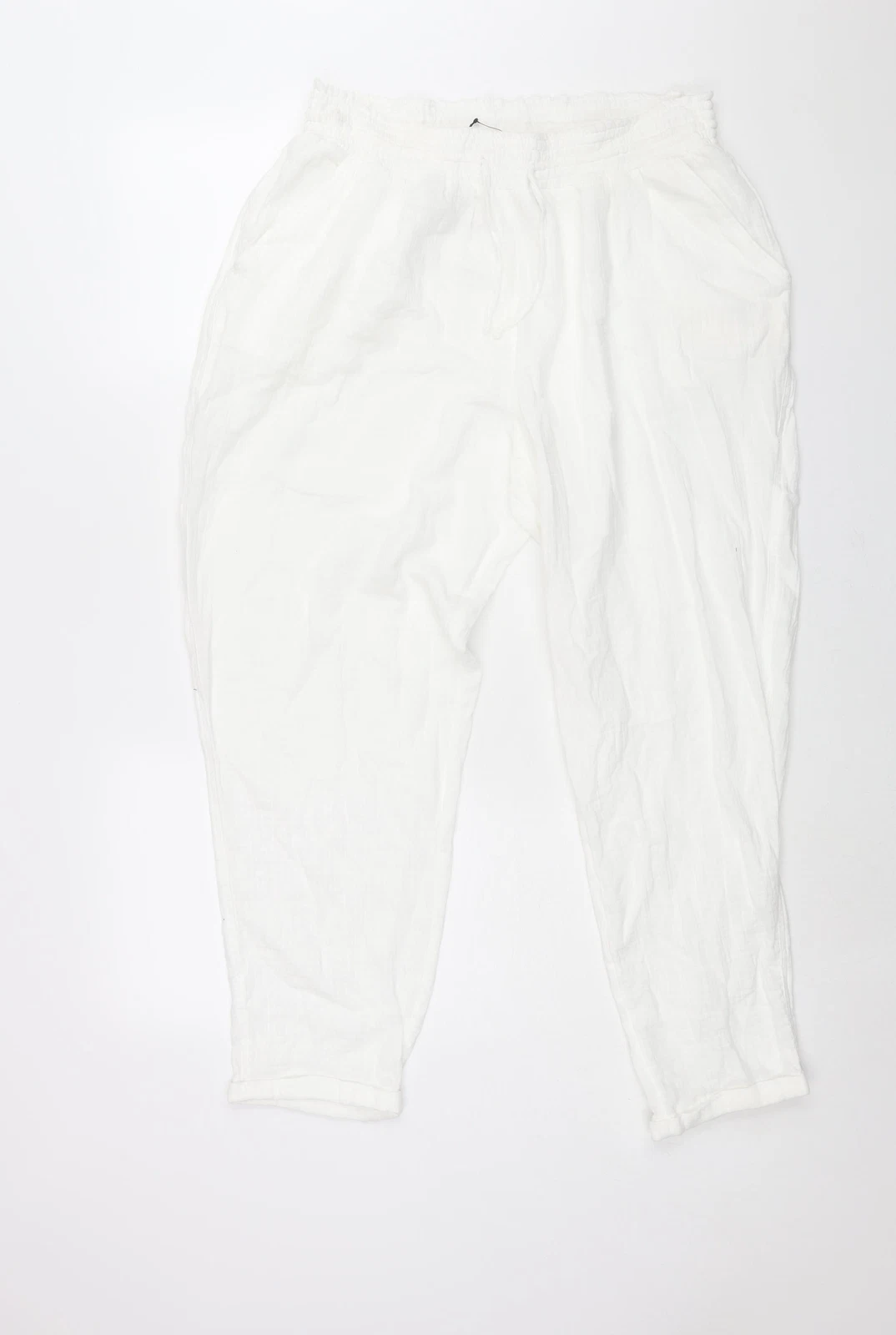 Marks and Spencer Womens White Solid Cotton Top Lounge Pants Size 18 Drawstring