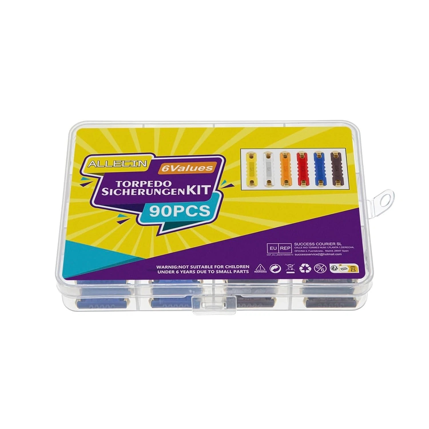 90Pcs Torpedo Fuse Kit 5A 8A 10A 16A 25A 40A Classic European Car Fuses Set