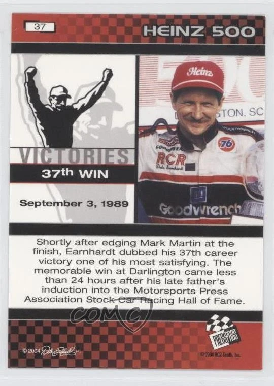 2004 Press Pass Dale Earnhardt: The Legacy Victories Dale Earnhardt #37 HOF - Image 2 of 2