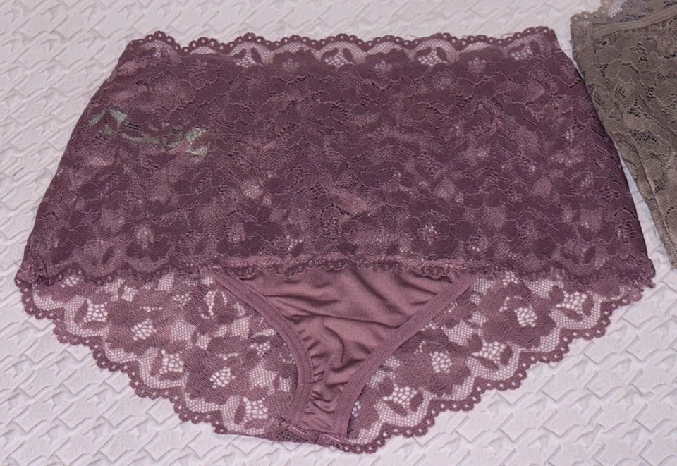 HONEYDEW INTIMATES 3 Pk Festoneado Encaje Malva Azul Taupe Calzoncillo Panty Para Mujer S M L Foto 3 de 4