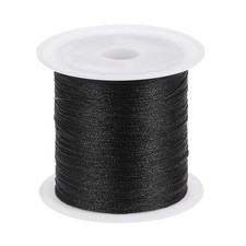 0.2mm Nylon Cord Satin Silk Chinese Knot String, Black, 328ft