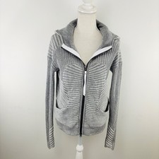 Lululemon Scuba Hoodie Grey Knit Full Zip Sweater Jacket Size 6 Cotton Ribbed