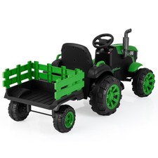 Kids 24V Ride On Tractor with Detachable Trailer-Dark Green