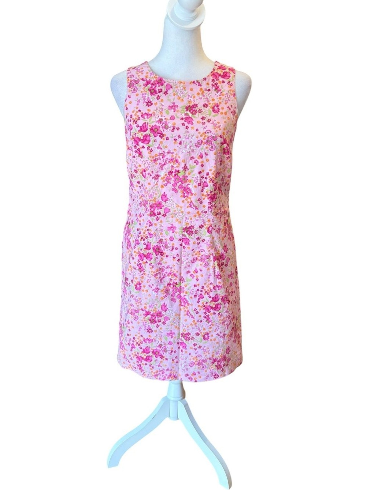 Classics By Eileen West Pink Floral Cotton Shift Dress Womens Size 4