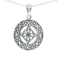 Colgante nudo de bruja celta plata de ley 925 con cordón cuero