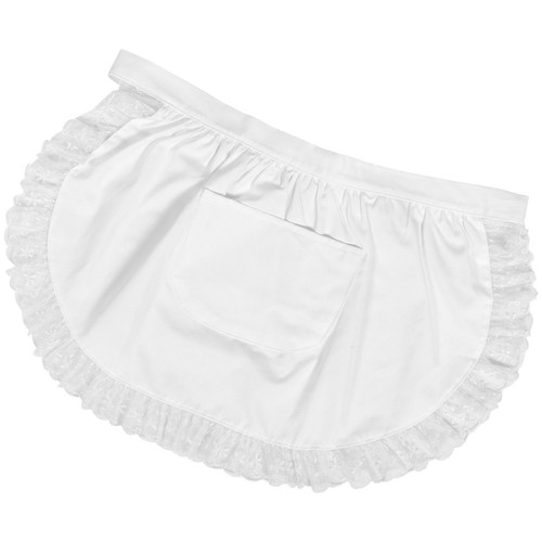 Ancien Tablier De Femme De Chambre En Coton Blanc – Broderie Anglaise Et Volants (Années 1900)