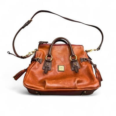 Dooney & Bourke Florentine Stanwich Brown Leather Large Satchel Bag Purse