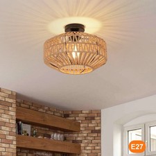Vintage Retro Ceiling Light Rattan Ceiling Lamp Bohemian Bedroom Pendant Light