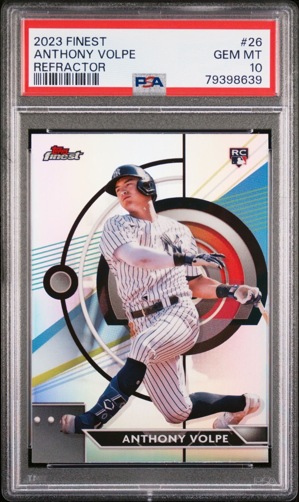 2023 Topps Finest Refractor #26 Anthony Volpe RC Rookie PSA 10