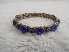 Silvertone Blue Rhinetone Stretch Bracelet (J...