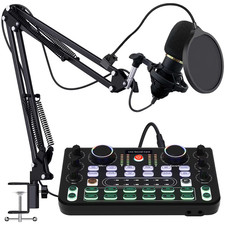 Rubehoow Podcast Equipment Bundle, Audio Interface and DJ Mixer and BM-800 Conde