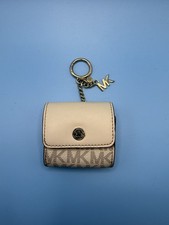 Michael Kors Jet Set Coin AirPods Travel Case Key Chain White MK Logo Bag