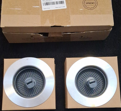 3-in-1 Kitchen Sink Strainer & Stopper 2 Pack Silver Gray Clog-Free Pop-Up