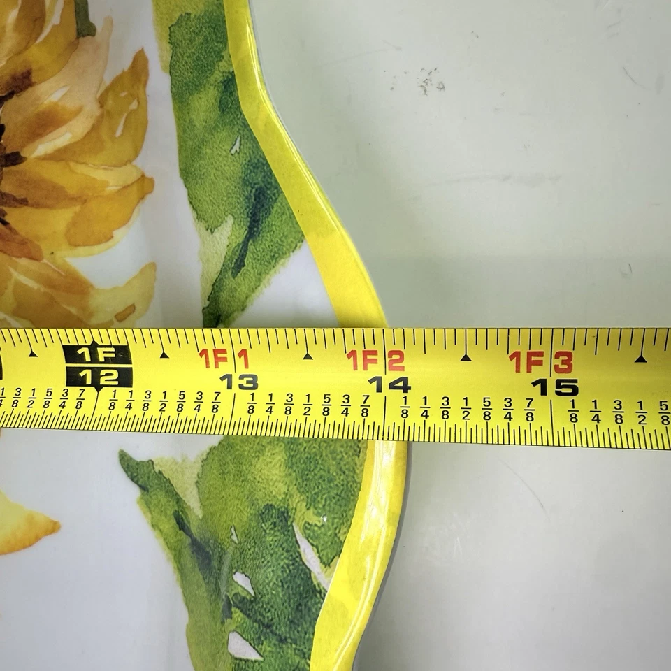 Sunflower Melamine Large Serving Platter Yellow Bees 18” Summer Garden Floral - Image 4 of 4