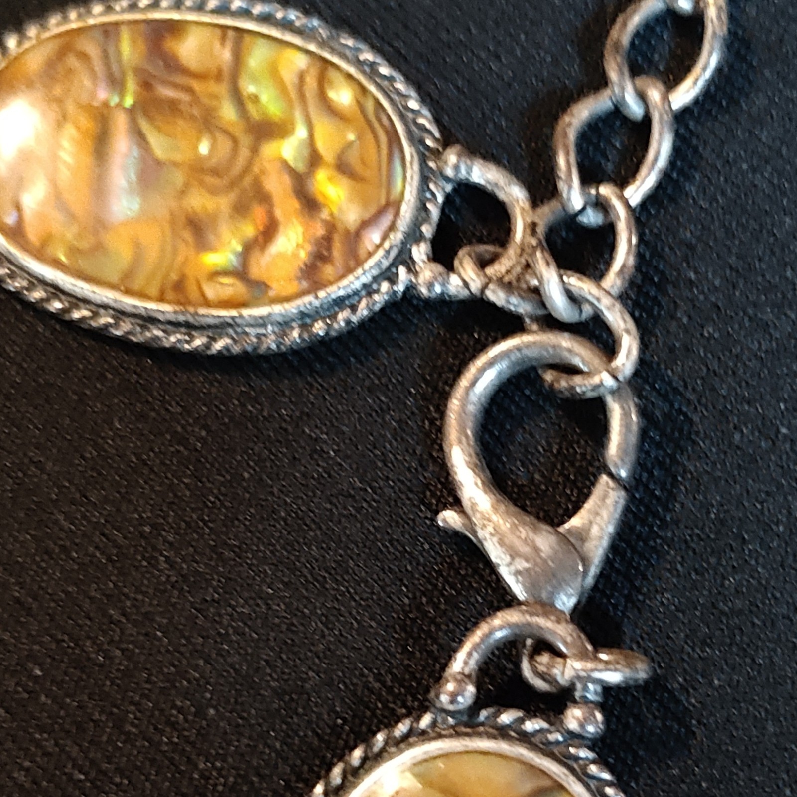 Statement Abalone Shell Necklace Oval Link Chain … - image 6