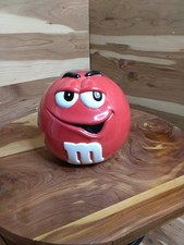 Vintage 2002 Galerie Ceramic Cookie Jar Red M&M Hand-painted 7 Inch Tall