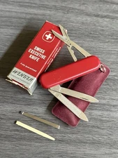 Wenger Swiss Army Pocket Knife - Esquire - Red Handles - Box & Sleeve Included
