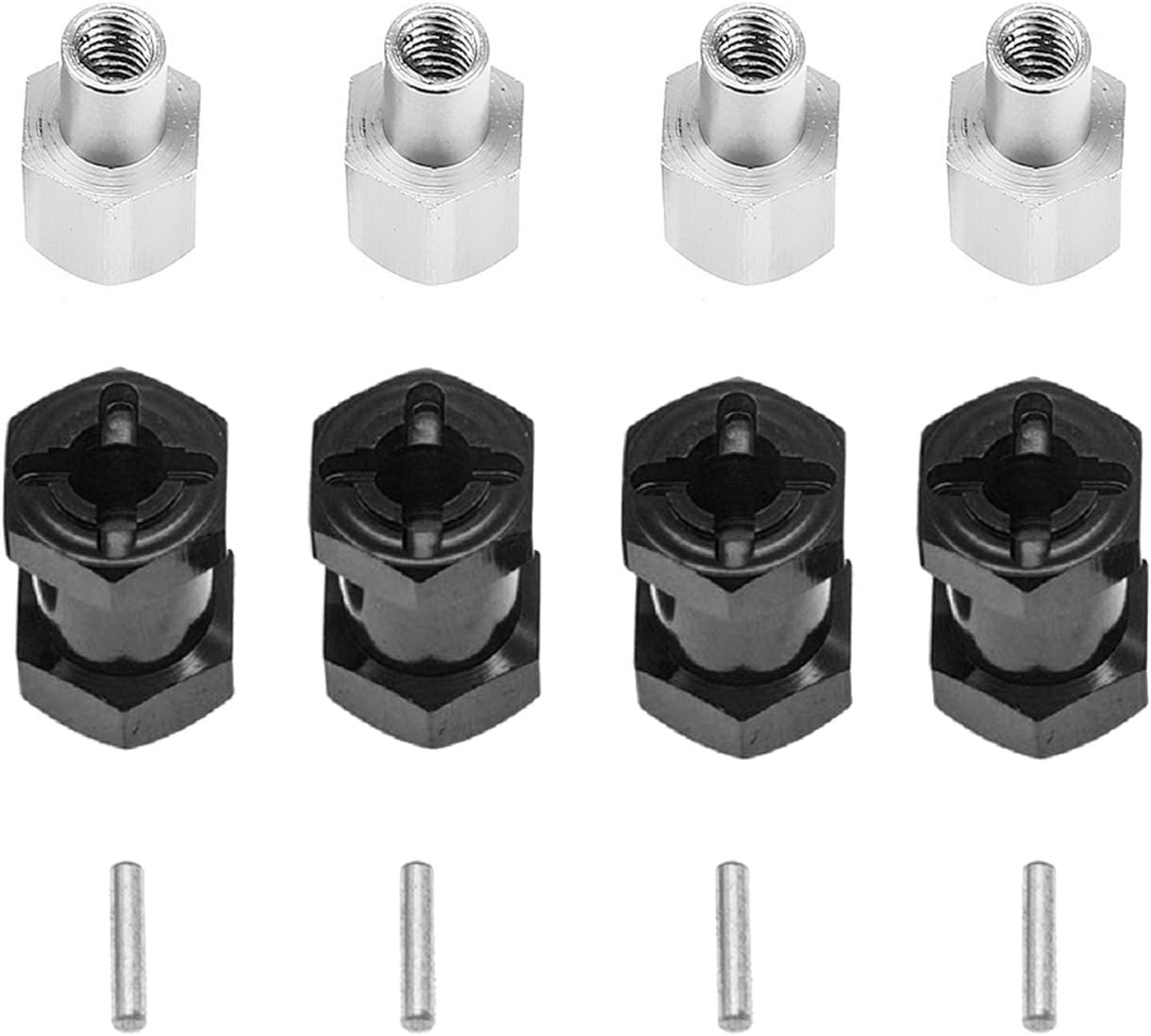4PCS 12Mm Aluminum Wheel Hex Hub 15Mm Offset Extension Hex Drive Adapter Combine
