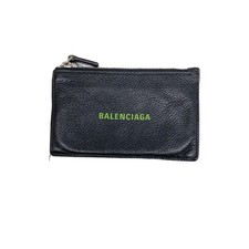 BALENCIAGA Leather Card Case, Black, Men's 640535