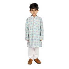 TRILOKI Bird Kid Solid Kurta Pajama Ethnic Indian Traditional Wear Ethnic Diwal