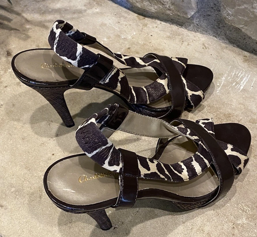 Charlotte Russe Size 9M Slingback W/Animal Print & Brown Peep Toe Heels - Image 3 of 4