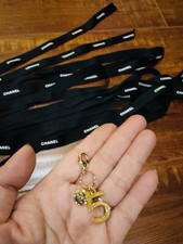 Authentic CHANEL Black White Lettering Ribbon  Chanel No5 Charm -1 Yard/3 Feet