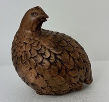 Vtg Ceramic Quail Figurine 1970 Signed Brown Hand Painted 20th Century 5”w 5.5”H