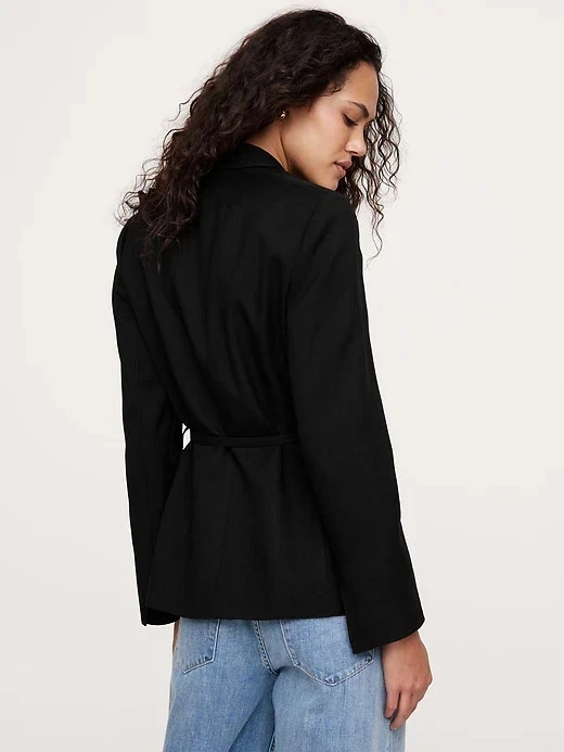 Banana Republic 8 Drapey 斜纹裹身西装外套黑色 #713670 RT 250 美元 — 第 3/4 张图片