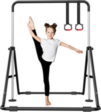 Foldable Kids Gymnastics Bar 5-Height Adjustable Indoor/Outdoor 140lb Limit