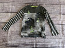 Mini Boden Boys Size 7/8 Green And White Striped Long Sleeve Tee With Army Men