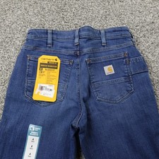 NEW Carhartt Jeans Womens 4 Blue Denim Rugged Flex Relaxed Work Pants Stretch