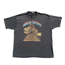 Vintage American Craftsman Shirt Mens 2XL Black Made in USA Patriotic Tee 90s