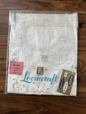 Vintage Loomcraft Full Slip Dress Girls Sz 14 White Lace Detail Adj Straps NOS