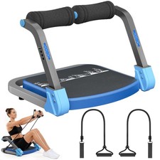 Appareil de Musculation Abdominale avec Deux Cordes de Traction Bleu Métal