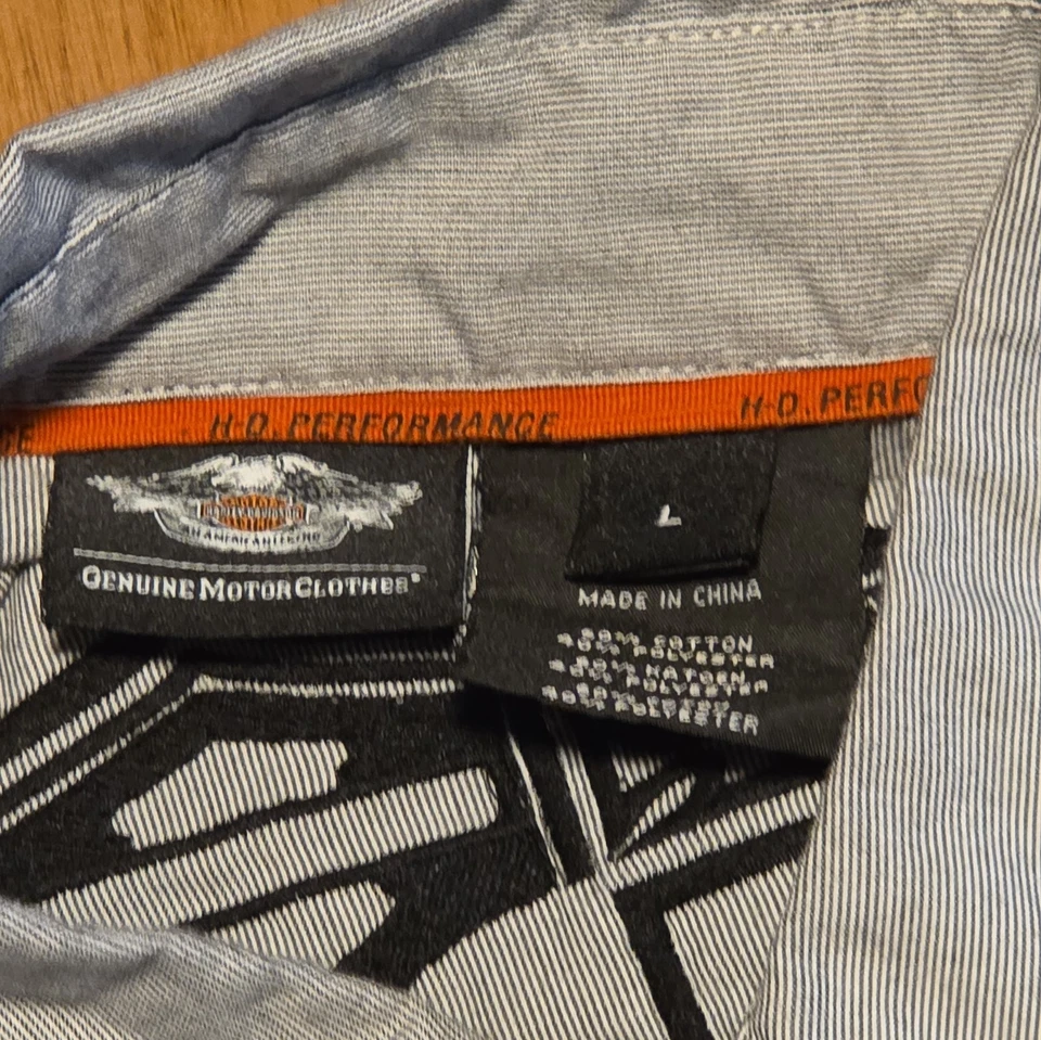 Мужская футболка Harley Davidson Performance короткий рукав в полоску серая черная большого размера - Изображение 3 из 3