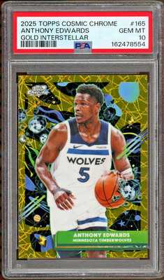 2025-26 Topps Cosmic Chrome #165 Anthony Edwards Gold /50 Refractor PSA 10 Gem