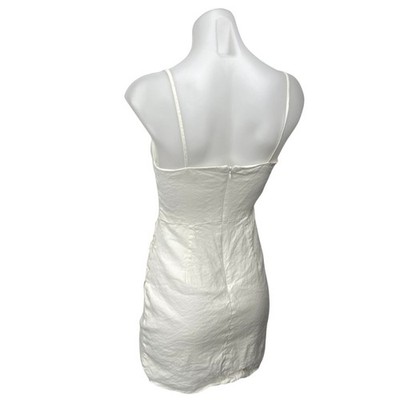 Mango MNG White Linen Sleeveless Cami Camisole Ruched Mini Pencil Dress  Size 2 | eBay