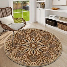 1pc Geometric Pattern Round Velvet Mat, 850gm², Soft Fluffy Thickened Easy Care