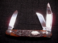 JOHN PRIMBLE INDIA STEEL WORKS RARE SHIELD PICKED BONE 3 BLADE STOCKMAN KNIFE