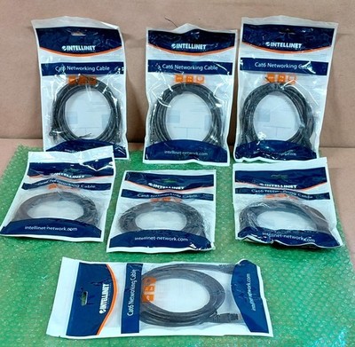 NEW Intellinet Cat6 UTP 7ft Patch Cable Black  /   Lot Of 7 Cables   ~  Sealed