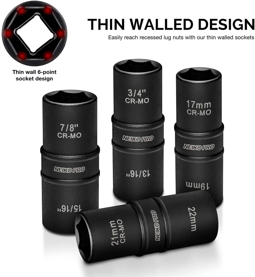 02282B 1/2-Inch-Drive Impact Socket Set, Flip Socket Set, Chrome Moly Steel, ... - Image 3 of 4