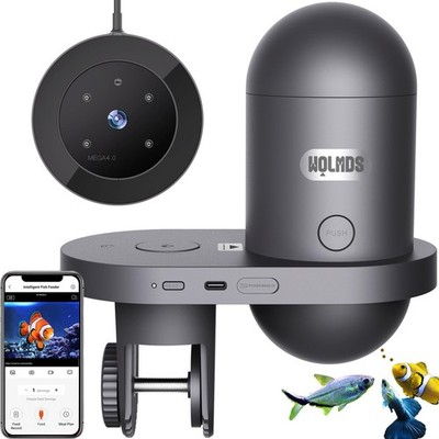 Wolmds Automatic Fish Feeder for Aquarium with 2.5K Camera, WiFi (2.4G/5.0G) ...