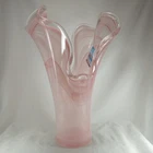 Vintage Italian Art Glass Vase Murano-Style Pink Hand Blown 16" Tall
