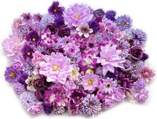 Artificial Purple Rose Flowers Heads Bulk Silk Fake Flowers for Crafts DIY Ho...