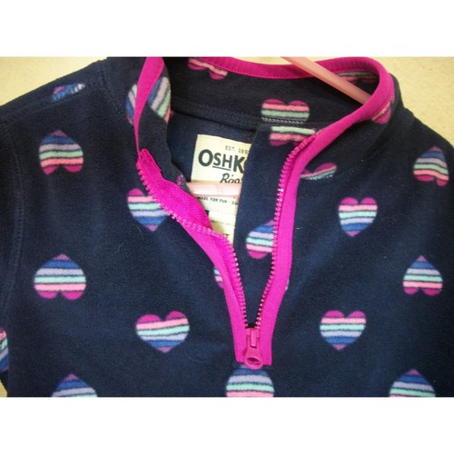 Oshkosh polar fleece 1/4 zip navy with hearts girls sz 4T - Picture 3 of 5