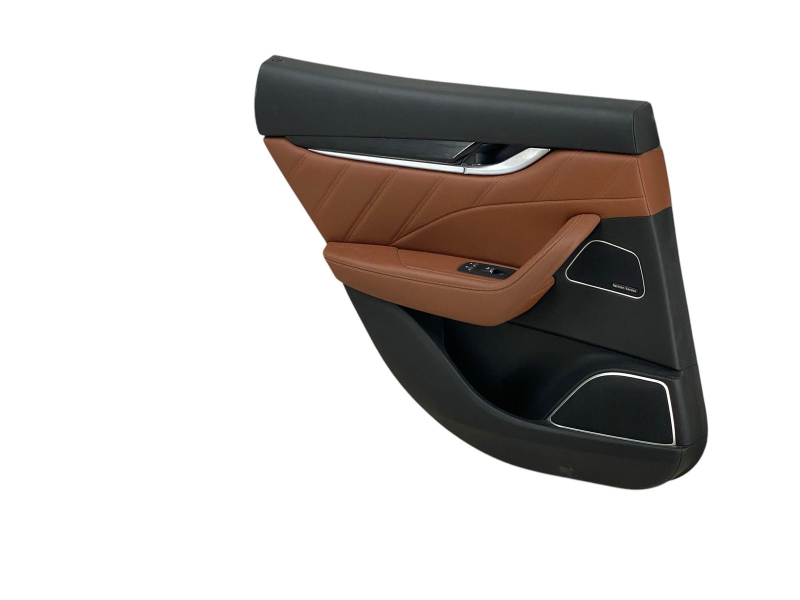 2017-2022 MASERATI LEVANTE REAR LEFT INTERIOR LEATHER DOOR PANEL BLACK & TAN