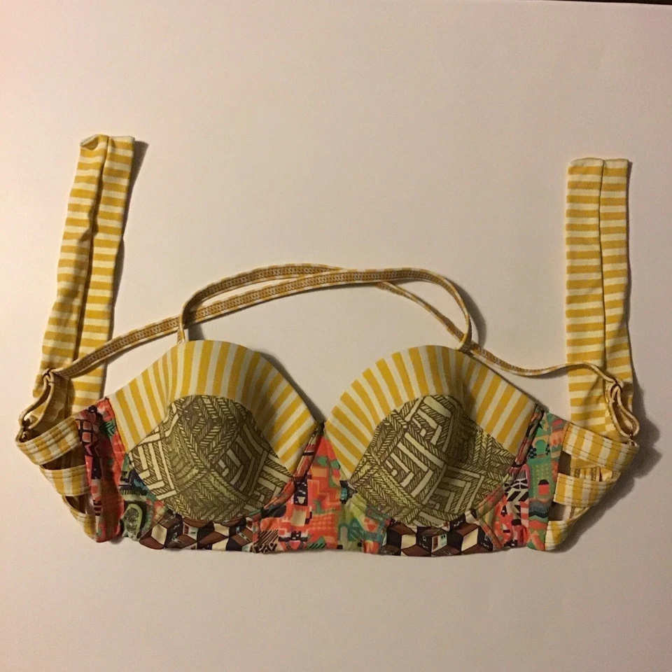 maaji swimwear medium top women Yellow Stripes - Image 2 of 4