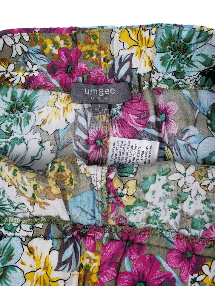 Pantalones Cortos Umgee Para Mujer Floral En Capas Borde Pompón Mariposas Rosa Amarillo Azul L Foto 4 de 4