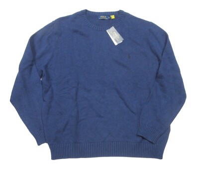 Polo Ralph Lauren Men's Blue Cotton Knit Crew-Neck Pullover