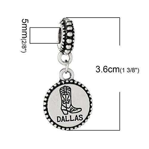 State Charm Bead Spacer (Dallas)Spacer Bead for European Snake Chain Charm Brace - Picture 3 of 3